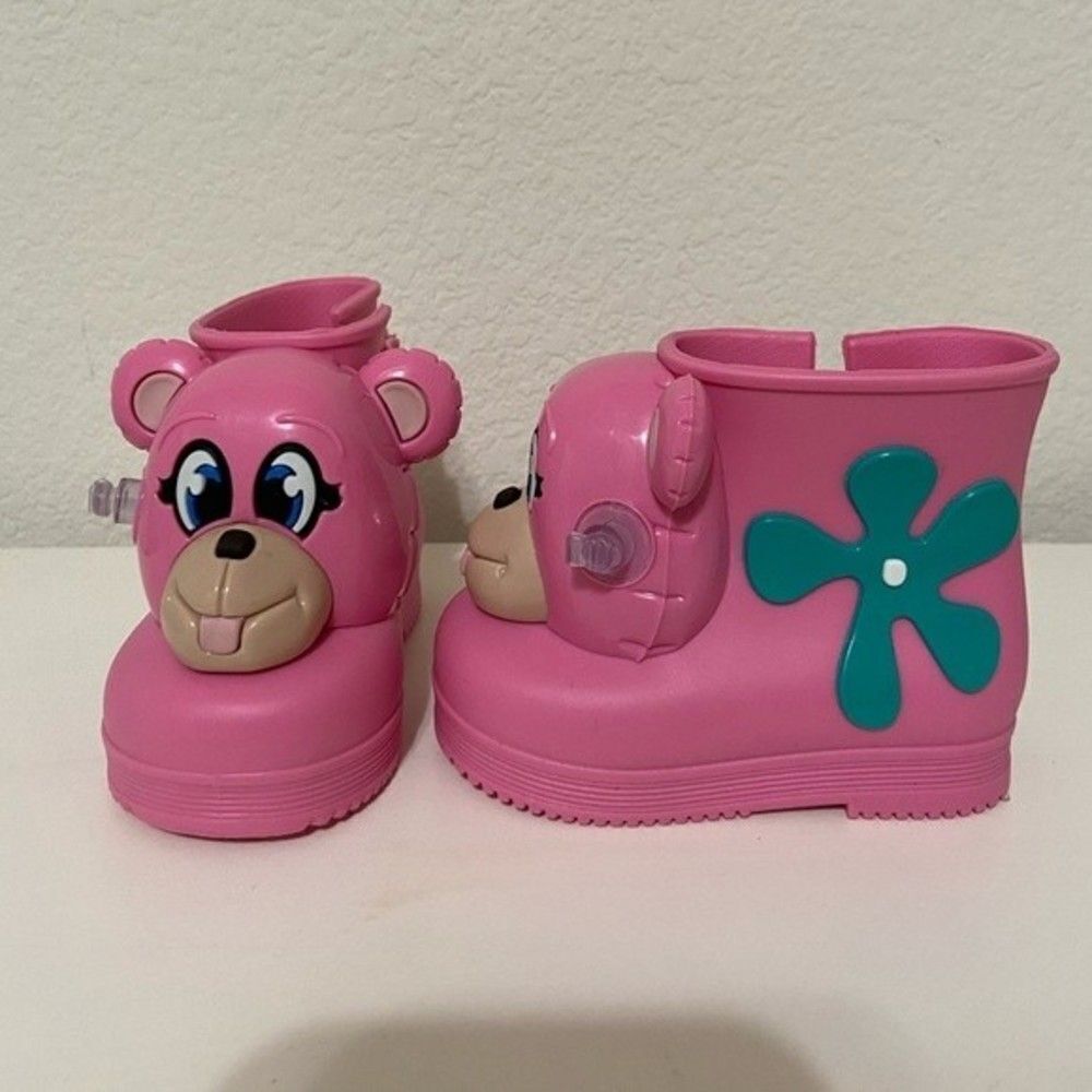 Mini Melissa + Jeremy Scott Pink Monkey Rainboots Water Resistant Boots Size 5